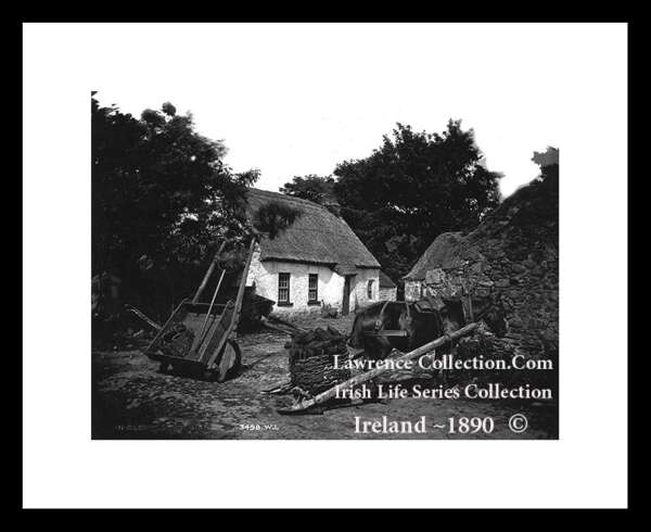 Traditional Thatched Cottages of Ireland    ~ Low Back Cart      in the rear old times ......L10 A