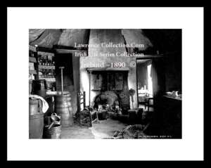 Traditional  ~   Interior  of  a Thatched Cottage  ~   Butter Churn    ~     Traditional open fireplace    ~    in the rear old times ...... L16