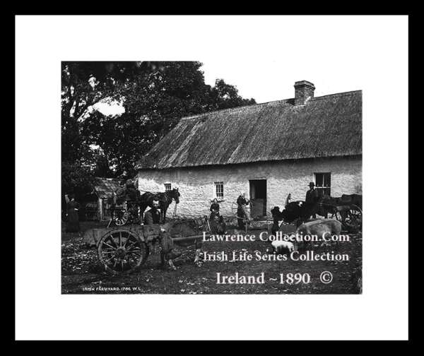 Traditional ~    Irish Farmyard Scene    ~  Thatched Cottage   ~     in the rear old times .....L4