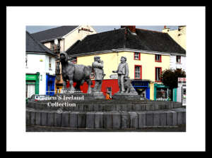 Ennis Town ~ Seller ~ Buyer ~ Cow ” ~ with a cow that appears to have been sold by one farmer to another, the deal being sealed with spit on the hand and a handshake , Sculptor By Barry Wrafter ~ Upper Market Street ~ Clonroad Beg ~ Co Clare ......4419