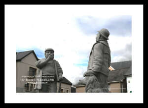 Ennis Town  ~    Market Place    ~    " Seller ~ Buyer ~ Cow " ~  with a cow that appears to have been sold by one farmer to another, the deal being sealed with spit on the hand and a handshake , Sculptor By Barry Wrafter Co Clare ....4424