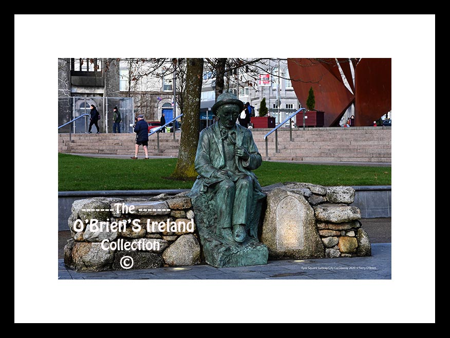 Galway City ~ A statue of "Pádraic Ó Conaire's" was unveiled in 1935 by Éamon de Valera in Eyre Square ~ .It was popular with tourists until it was decapitated by four men in 1999.It was repaired at a cost of £50,000 and moved to Galway City Museum in 2004. A bronze replica of the statue was unveiled in Eyre Square in November 2017 By president Michael D. Higgins ~ Co. Galway .....0121