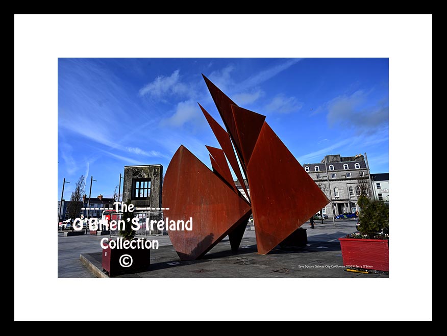 Galway City ~ "Galway Hookers fountain" ~ erected to commemorate the Quincentenary of the Corporation of the City of Galway (1484) with a semi-abstract representation of the billowing sails of a Galway Hooker by the Derry-born sculptor Éamonn O' Doherty (1939-2011) ~ Co. Galway .....6708