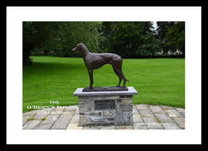 Killeigh         "Mick the Miller"     was the first great star of greyhound stadium racing,    He won 51 of his 68 races,(1926 - 1939)  Sculpture  by artist Elizabeth O`Kane      Co. Offaly   3667