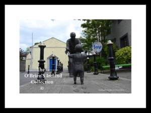 Dunshaughlin  ~   Main Street   ~   Spring to Autumn Bronze old man with toddler , footprints and poetry on limestone base,Commissioned by Meath Co. Council., 2009 sculptured  By Ann Meldon Hugh ~  Co Meath...3442